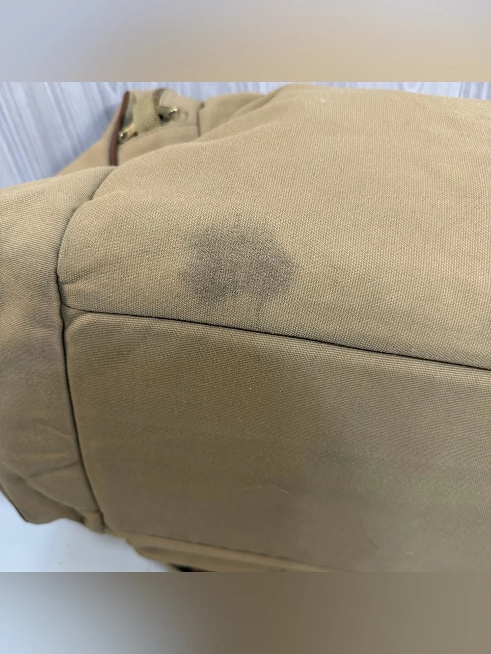 Vintage Ford‎ Edition Eddie Bauer Duffle Bag Canvas Tan Weekender Military